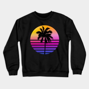 Retro 80s Sunset Palm Tree Aesthetic Crewneck Sweatshirt